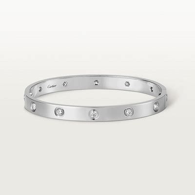 cartier love bracelet white gold diamonds|cartier love bracelet 10 diam.